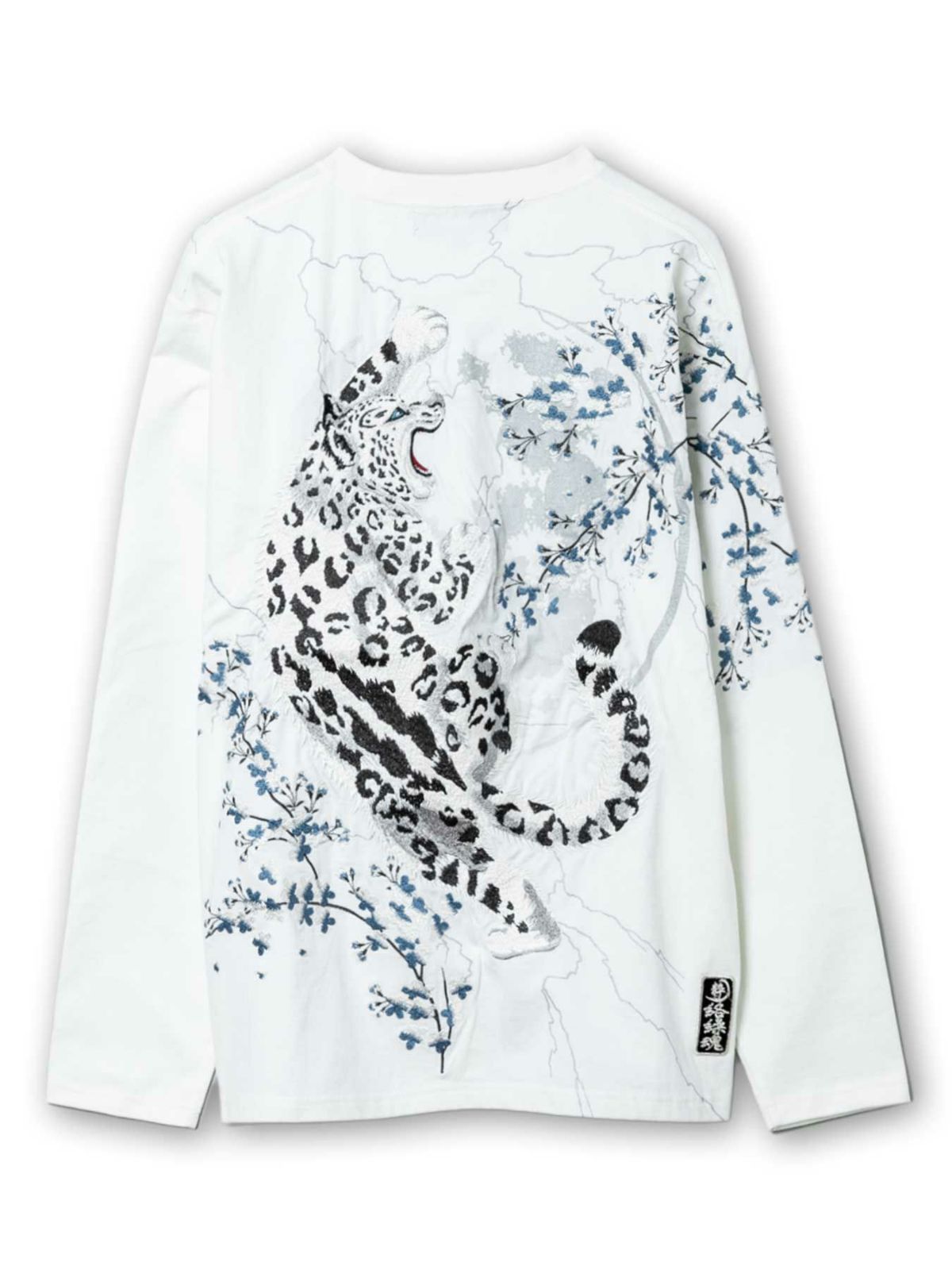 【絡繰魂・粋】“雪豹と桜”総刺繍ロンT