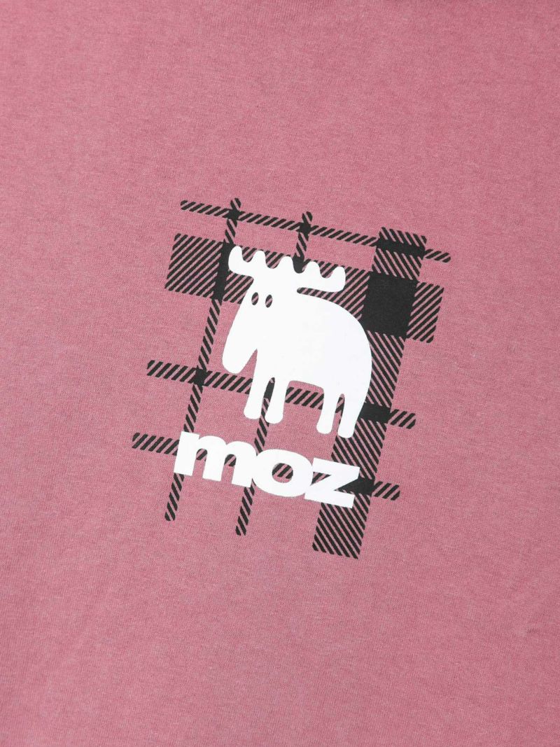 【moz】チェックエルクプリント フェイクレイヤードTEEパーカー〔別注〕