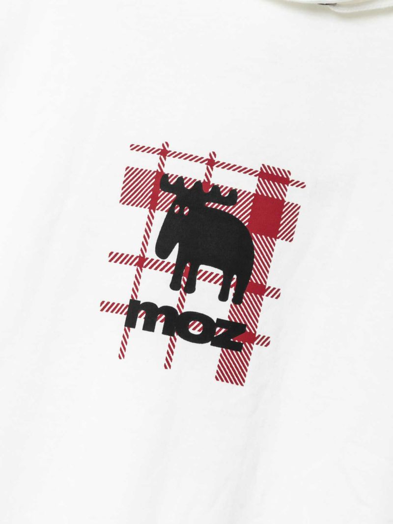 【moz】チェックエルクプリント フェイクレイヤードTEEパーカー〔別注〕