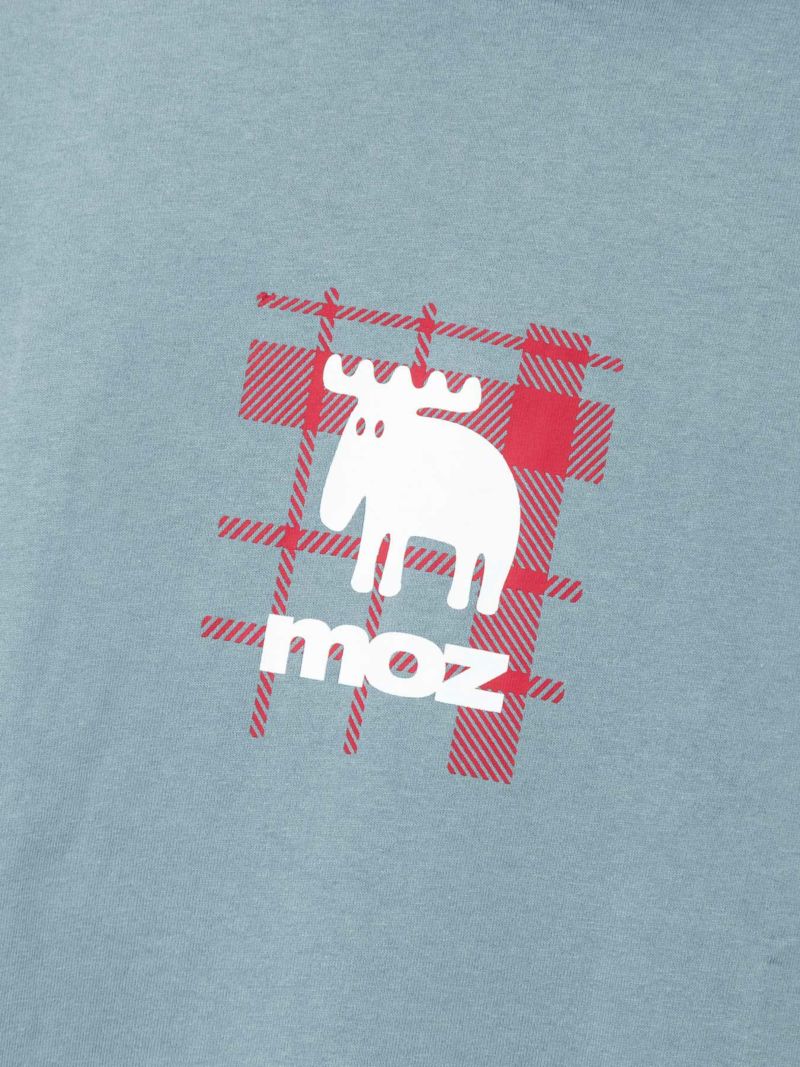 【moz】チェックエルクプリント フェイクレイヤードTEEパーカー〔別注〕