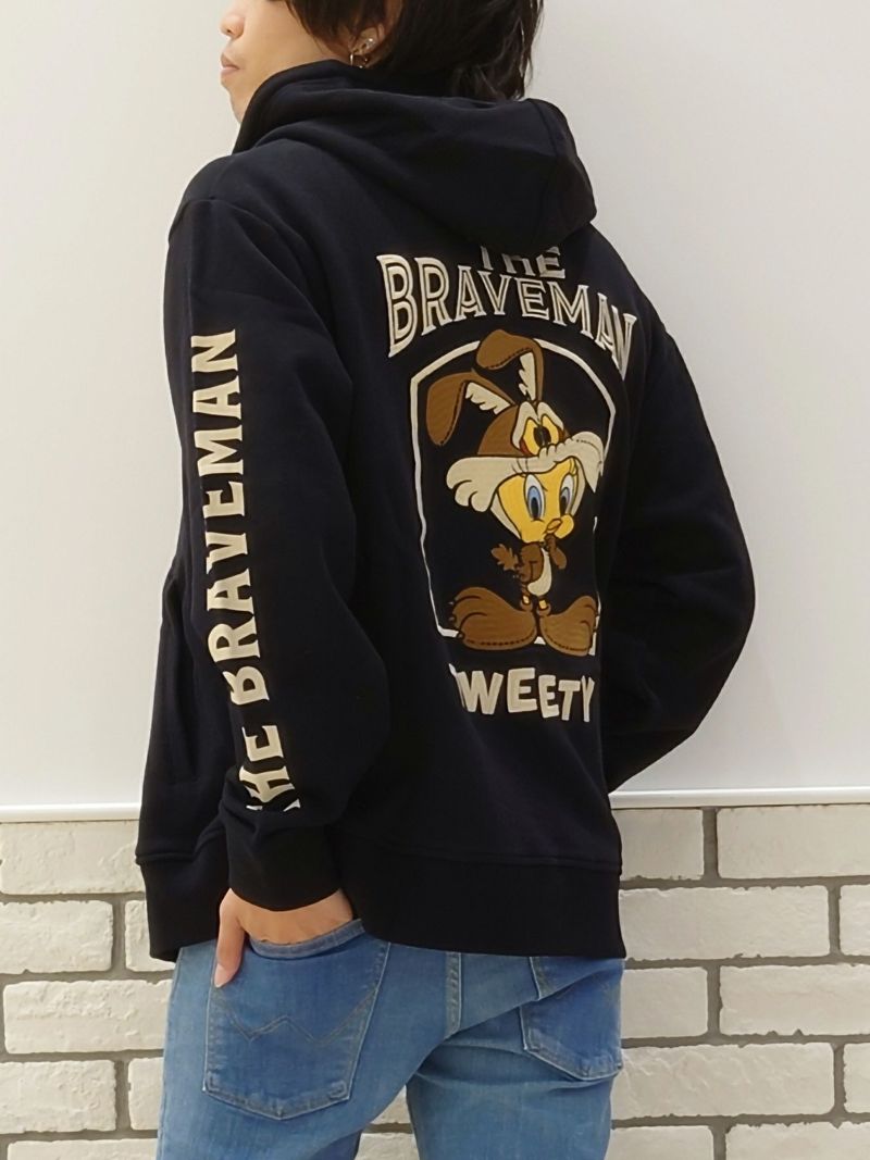 【The BRAVE-MAN×LOONEY TUNES】“トゥイーティー×コヨーテ”刺繍入りZIPパーカー〔別注〕