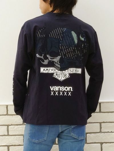 【VANSON】<br>“パッチワークスカル”刺繍入りロンT＜50周年記念モデル：別注＞