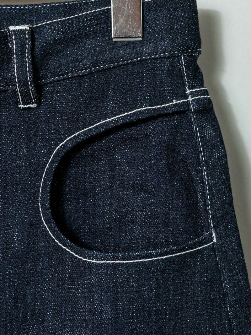 【今昔 -KON-JAKU-】“しめ縄飾り”総刺繍フロントボタンデニムロングスカート