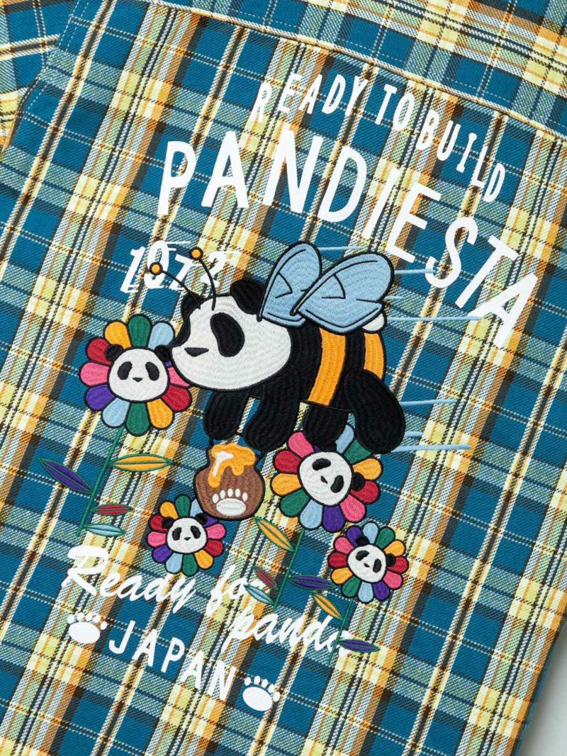 【PANDIESTA JAPAN】“ハニーパンダ”刺繍入りヘビーフランネルチェックシャツ