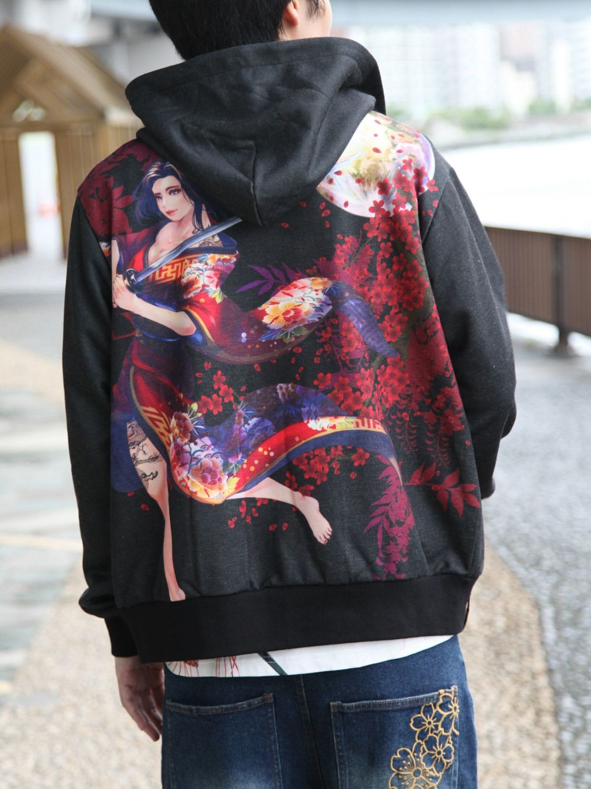 【抜刀娘】“葵：暗躍”刺繍入りZIPパーカー