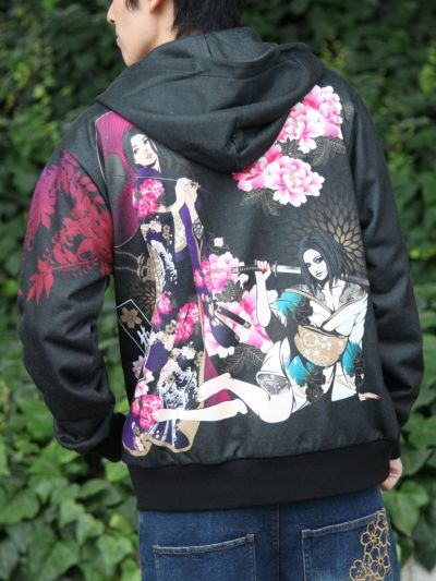 【抜刀娘】<br>“闇夜放浪”刺繍入りZIPパーカー