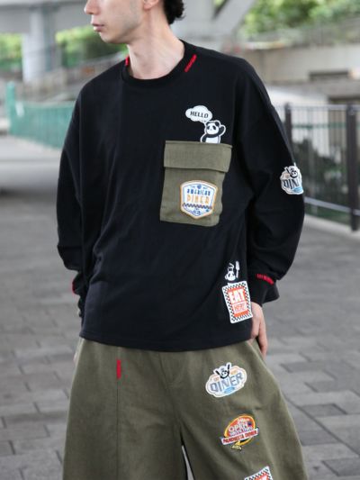 【PANDIESTA JAPAN】<br>“アメリカンダイナー”BIGシルエット刺繍入りロンT