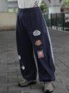 【PANDIESTA JAPAN】“アメリカンダイナー”刺繍入りツイル×スウェット バルーンパンツ