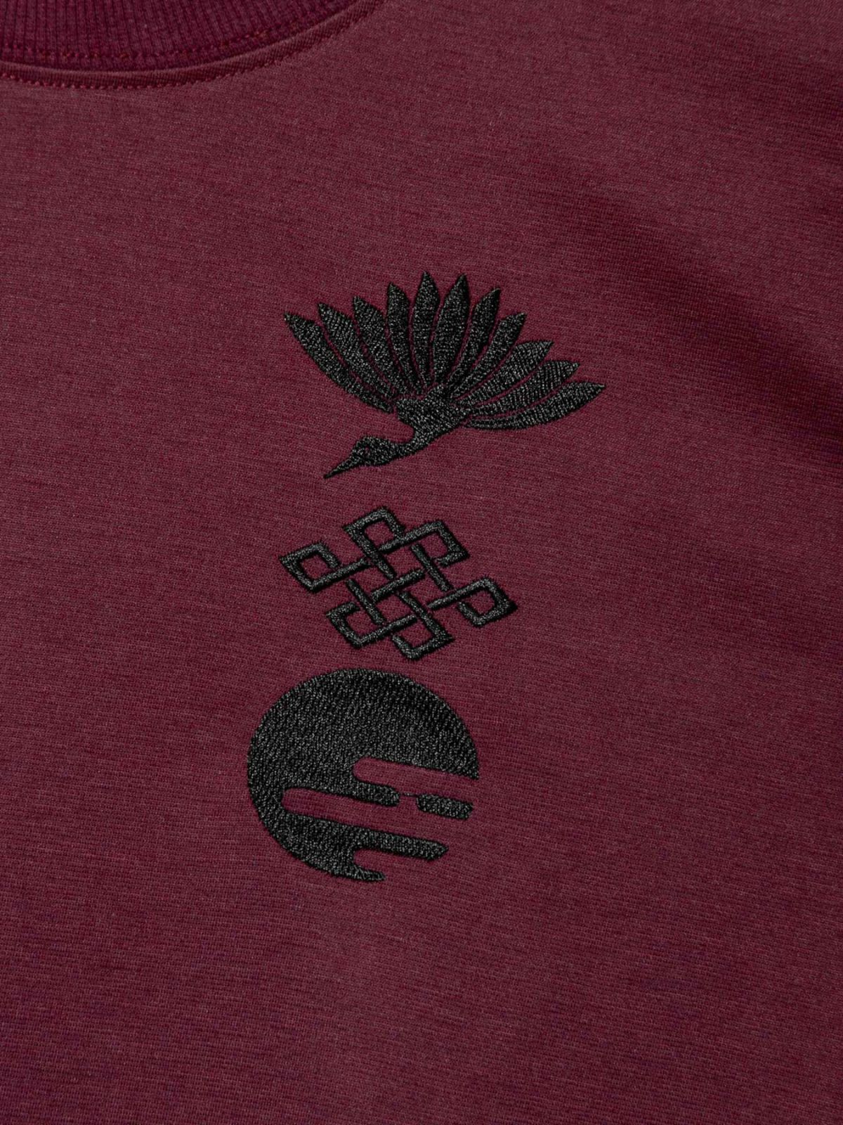 【雅結】“月と鶴”刺繍入りプリントロンT