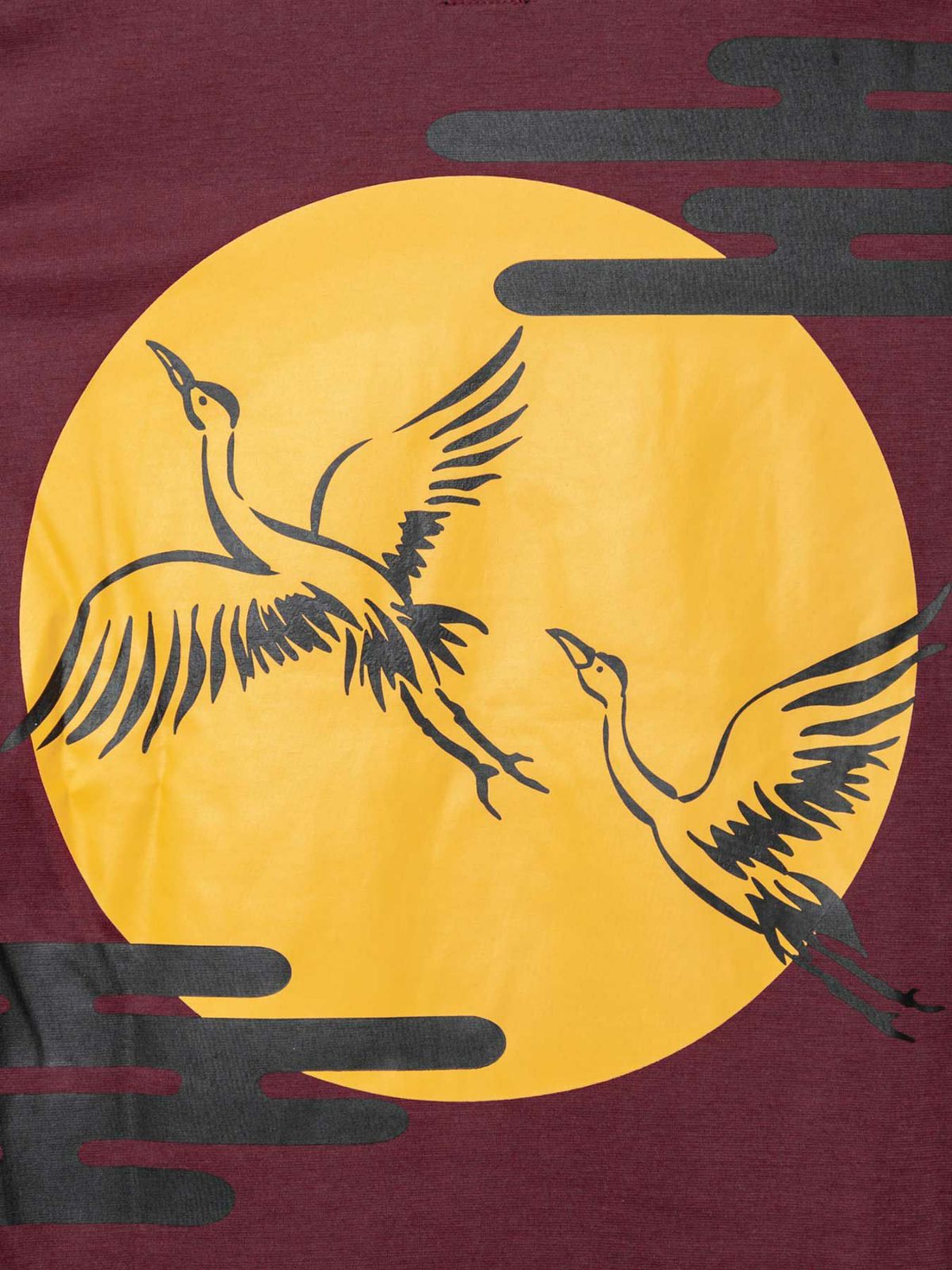 【雅結】“月と鶴”刺繍入りプリントロンT