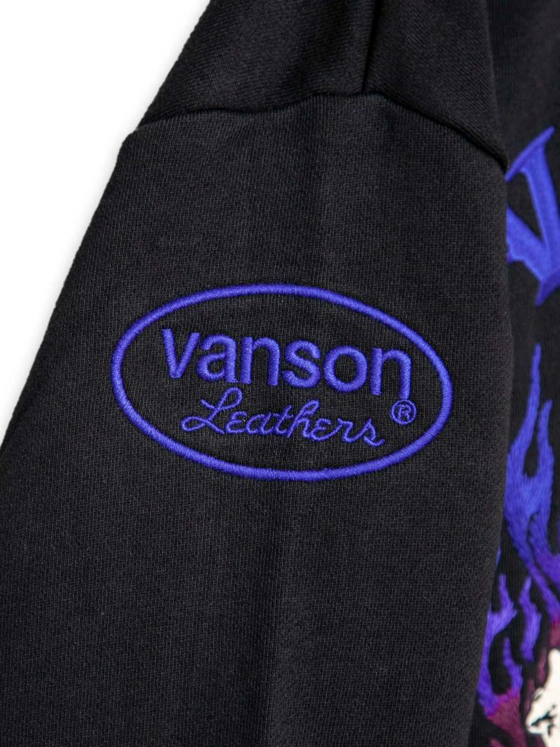 【VANSON】“スカルファイヤー”総刺繍ZIPパーカー〔別注:北海道・九州・オンラインショップ限定カラー〕