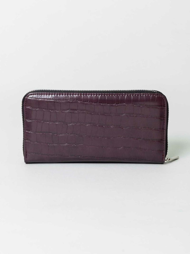 【雅結】ちりめん×クロコ切替コンチョ付きZIPロングウォレット