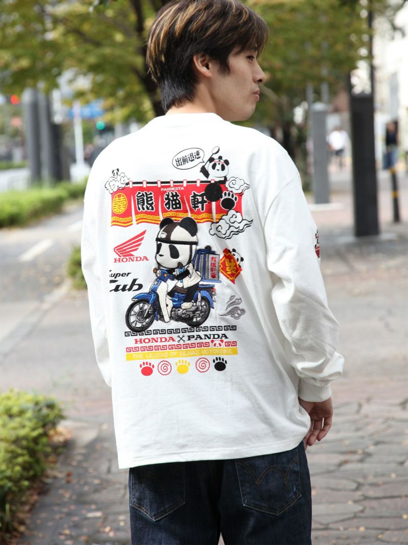 ＜予約＞【HONDA×PANDIESTA JAPAN】<br>“SUPER CUB：出前”刺繍入りロンT