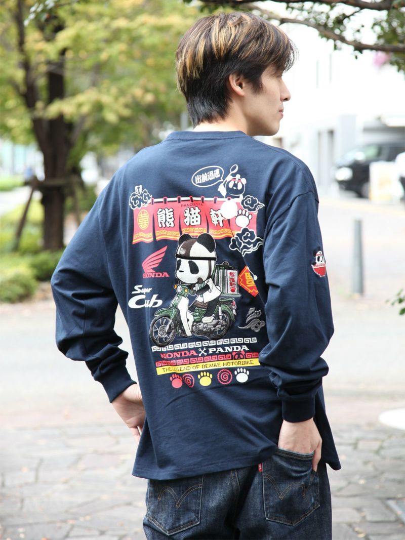 ＜予約＞【HONDA×PANDIESTA JAPAN】<br>“SUPER CUB：出前”刺繍入りロンT