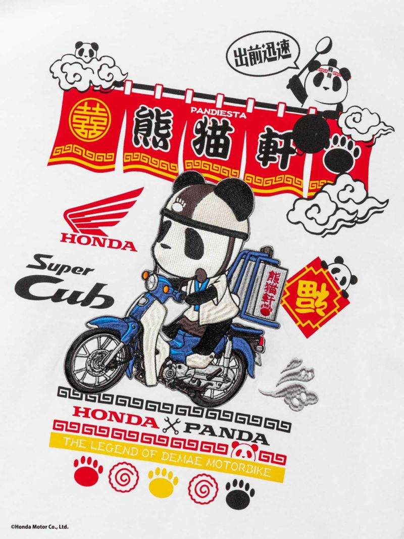 ＜予約＞【HONDA×PANDIESTA JAPAN】<br>“SUPER CUB：出前”刺繍入りロンT