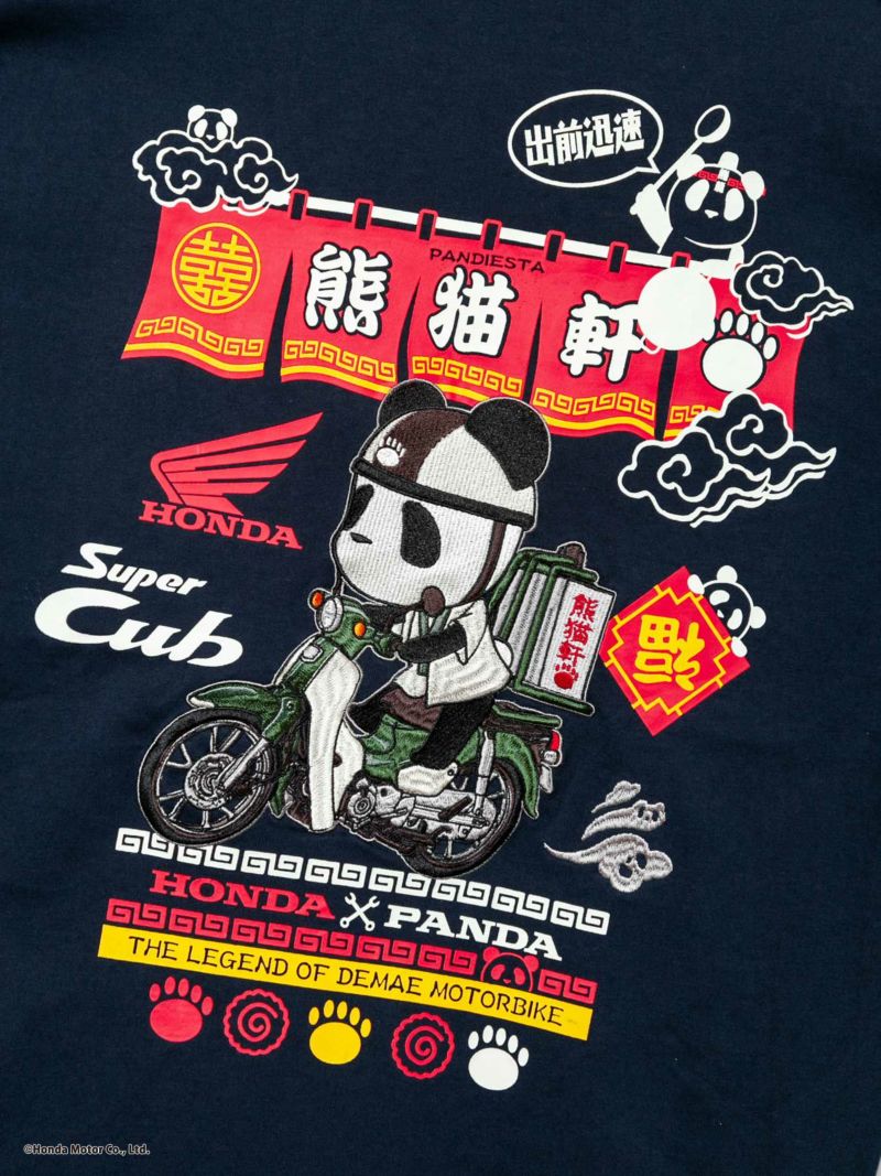 ＜予約＞【HONDA×PANDIESTA JAPAN】<br>“SUPER CUB：出前”刺繍入りロンT