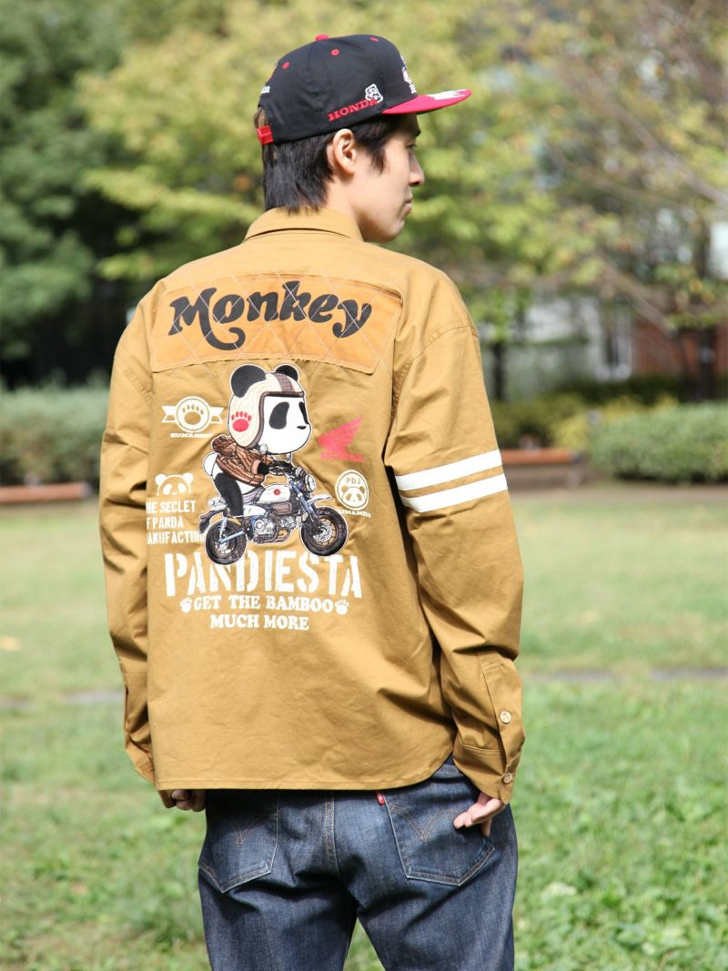 ＜予約＞【HONDA×PANDIESTA JAPAN】<br>“MONKEY125”刺繍入りミリタリーツイルシャツ