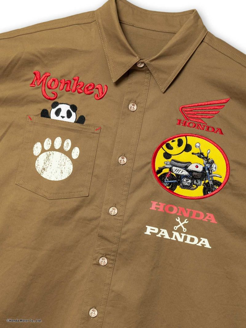 ＜予約＞【HONDA×PANDIESTA JAPAN】<br>“MONKEY125”刺繍入りミリタリーツイルシャツ