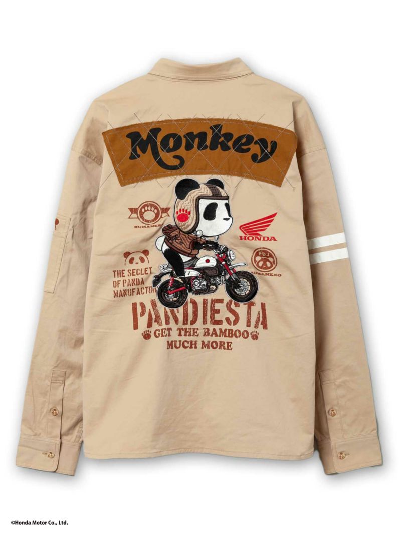 ＜予約＞【HONDA×PANDIESTA JAPAN】<br>“MONKEY125”刺繍入りミリタリーツイルシャツ