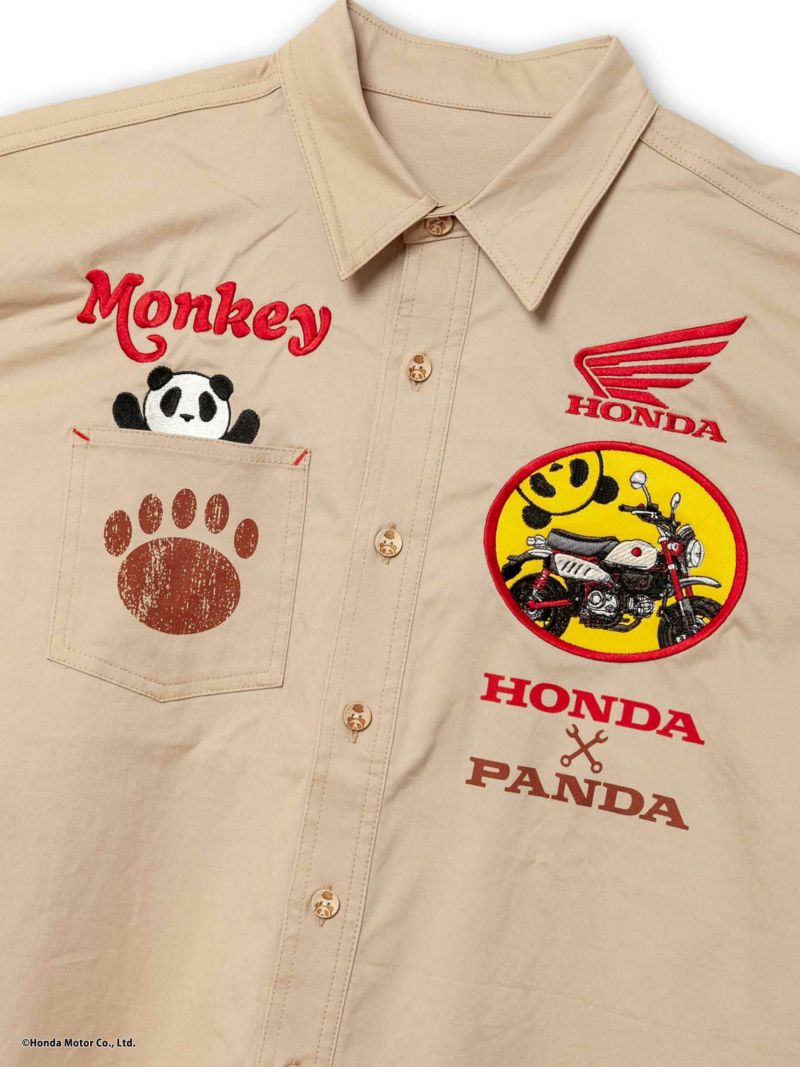 ＜予約＞【HONDA×PANDIESTA JAPAN】<br>“MONKEY125”刺繍入りミリタリーツイルシャツ