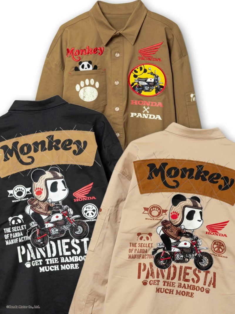 ＜予約＞【HONDA×PANDIESTA JAPAN】<br>“MONKEY125”刺繍入りミリタリーツイルシャツ