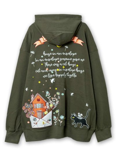 【LiN】<br>“封筒の中の家”総刺繍プルパーカー