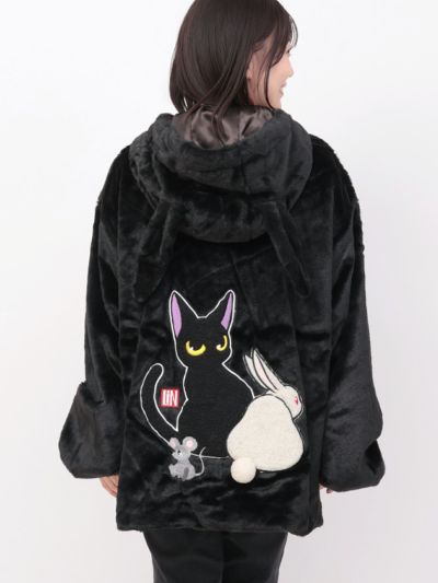 【LiN】<br>“ラミとアールとラビの尻尾はリアルだよ！”ふわふわフェイクファー総刺繍耳付きZIPパーカー
