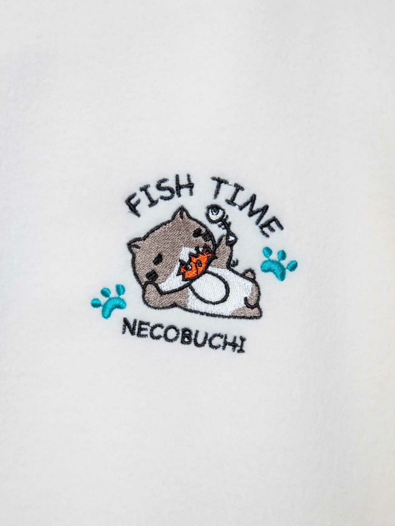 【NECOBUCHI-SAN】“FISH TIME”フリース素材BIGシルエット トレーナー