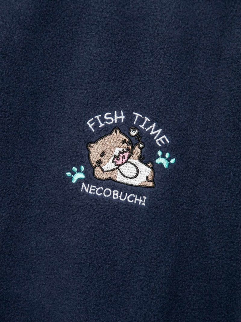 【NECOBUCHI-SAN】“FISH TIME”フリース素材BIGシルエット トレーナー