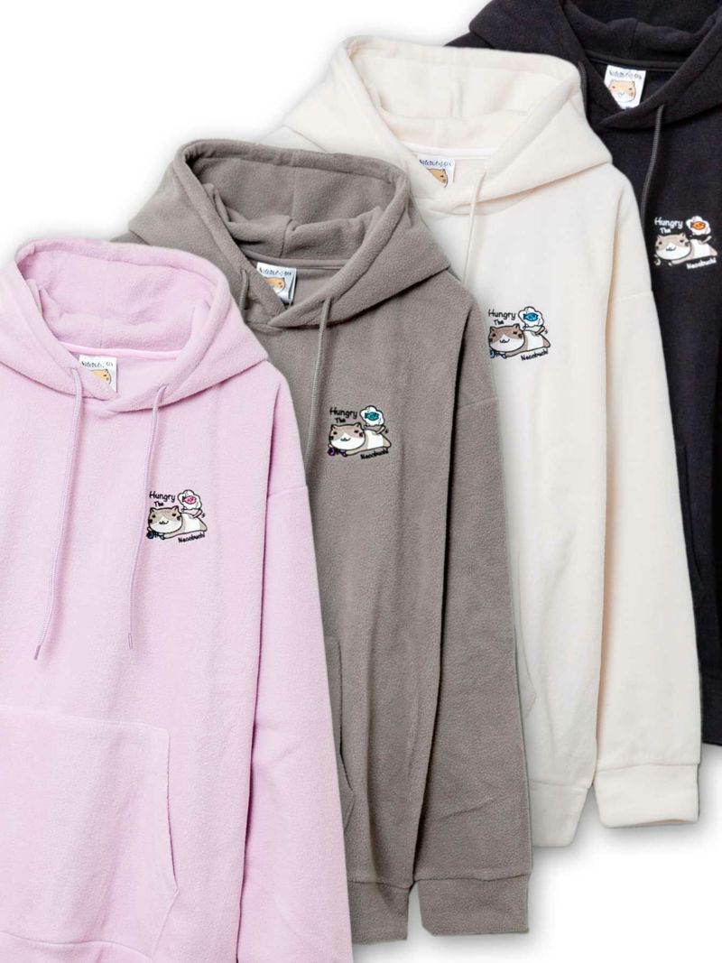 【NECOBUCHI-SAN】“Hungry”フリース素材BIGシルエット プルパーカー