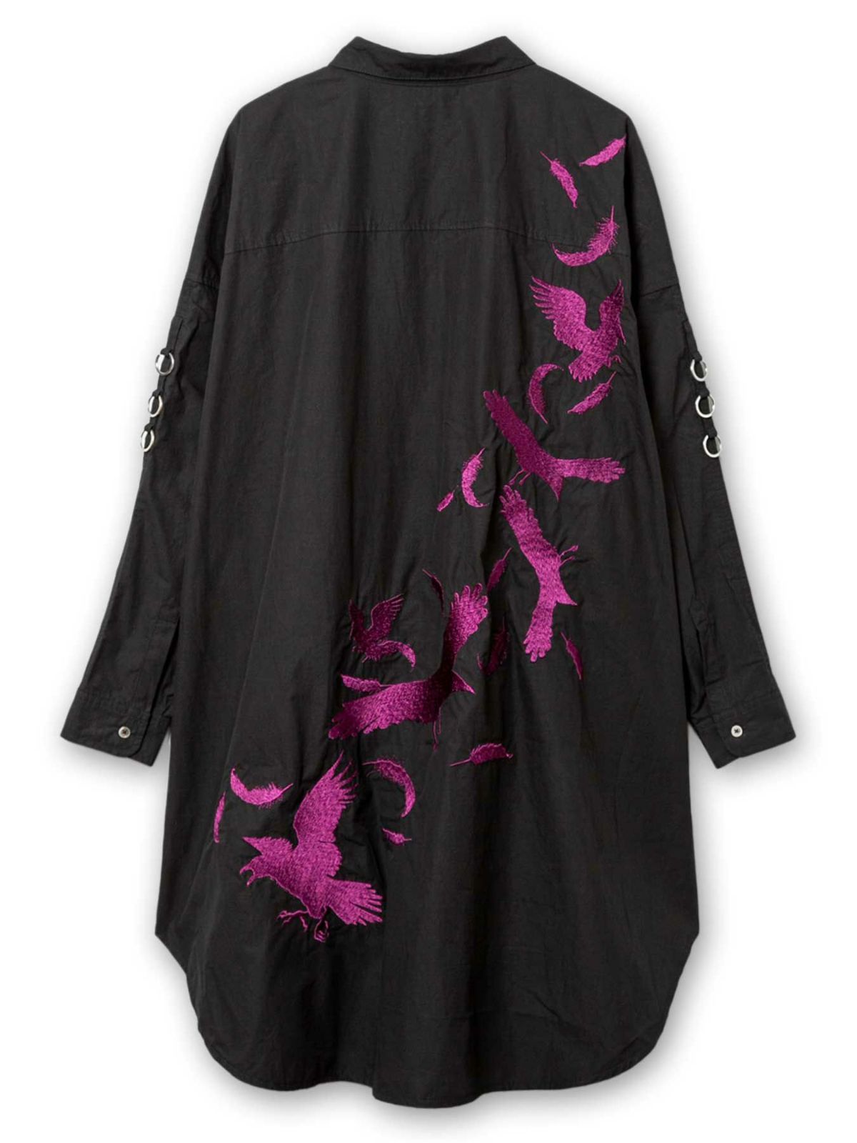【DAKU】<br>“カラス”総刺繍ロングシャツ
