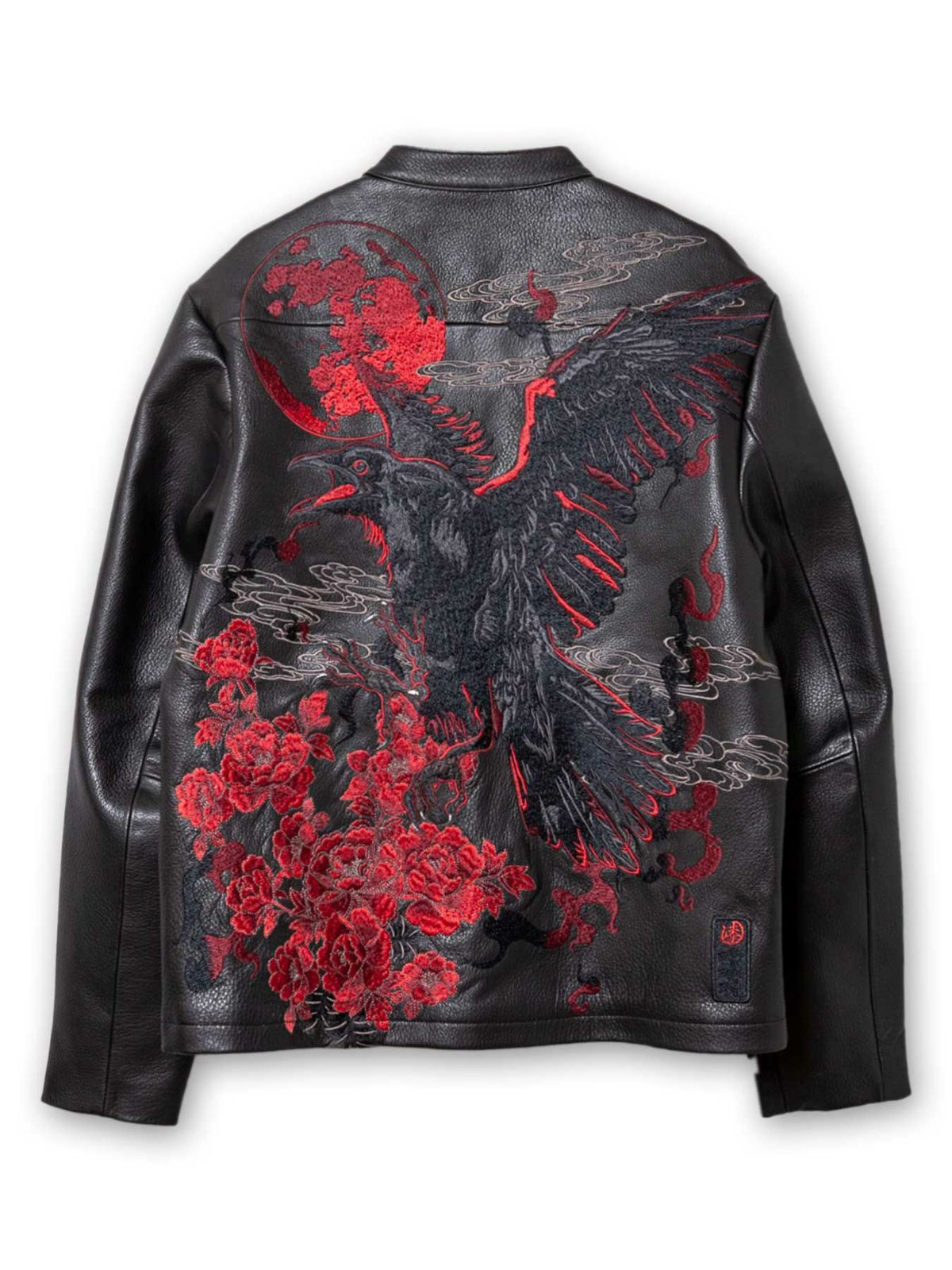 ≪期間限定：10%OFF≫【絡繰魂・漆】<br>“破型 八咫烏”総刺繍レザージャケット：限定35着〔別注〕≪返品・取寄対応不可≫