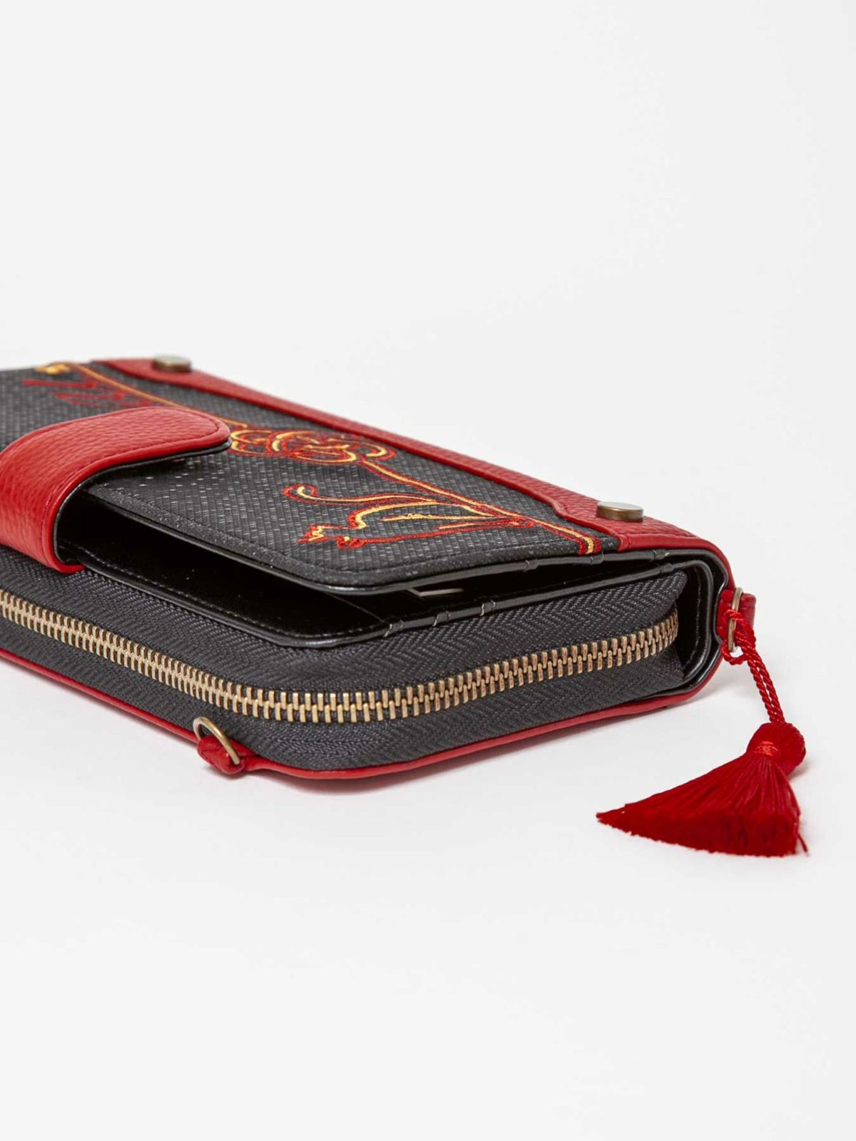 【雅結 -YuU-】<br>猫と水引刺繍 2WAYウォレットショルダーバッグ