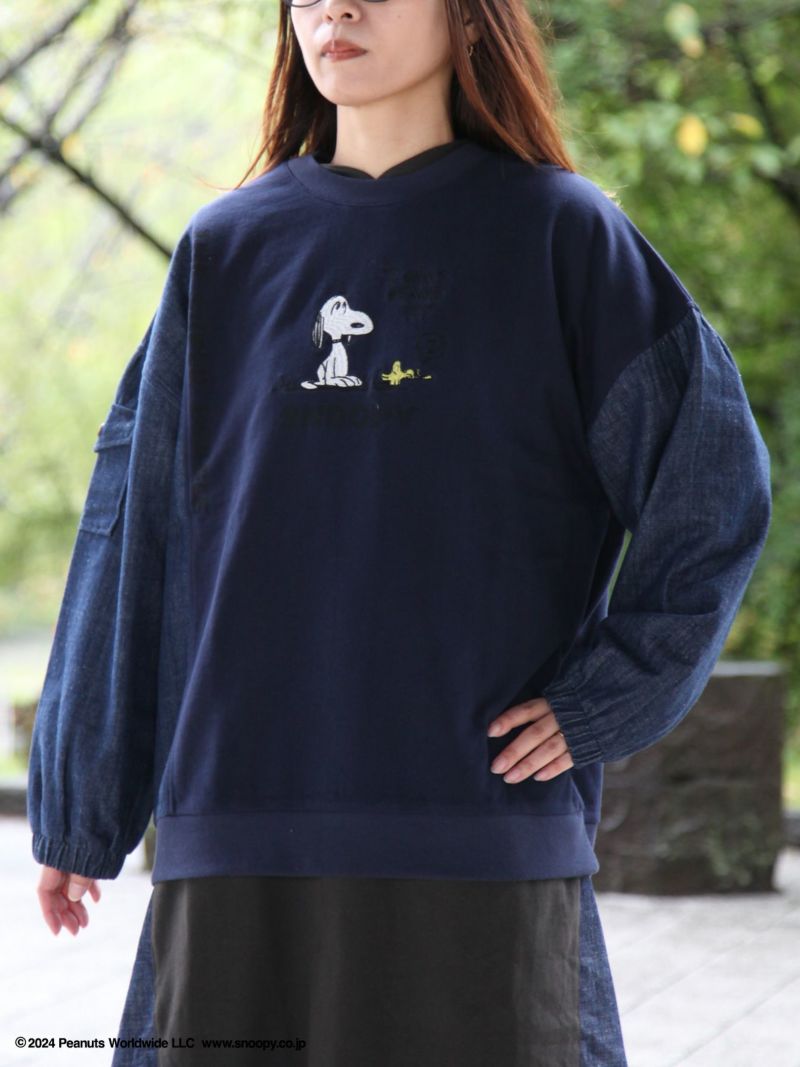 【JUICY×PEANUTS】≪100着限定≫“SNOOPY AND FRIENDS”デニム切替プルオーバー〔別注〕