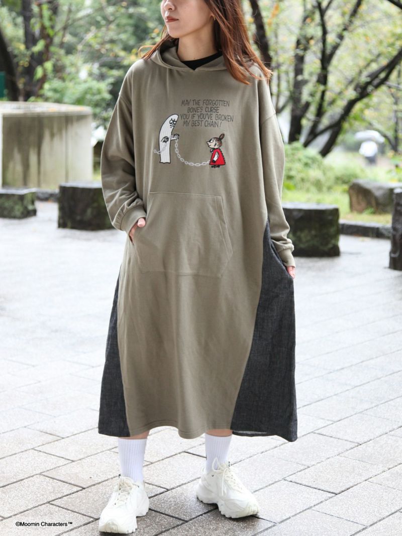 【JUICY×MOOMIN】≪100着限定≫<br>デニム切替パーカーワンピース〔別注〕