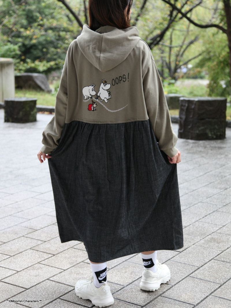 【JUICY×MOOMIN】≪100着限定≫<br>デニム切替パーカーワンピース〔別注〕