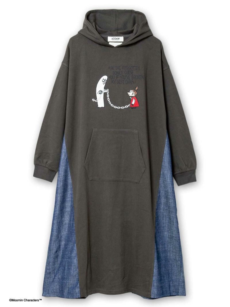 【JUICY×MOOMIN】≪100着限定≫<br>デニム切替パーカーワンピース〔別注〕