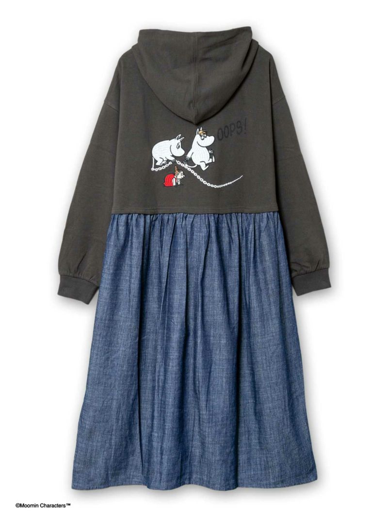 【JUICY×MOOMIN】≪100着限定≫<br>デニム切替パーカーワンピース〔別注〕