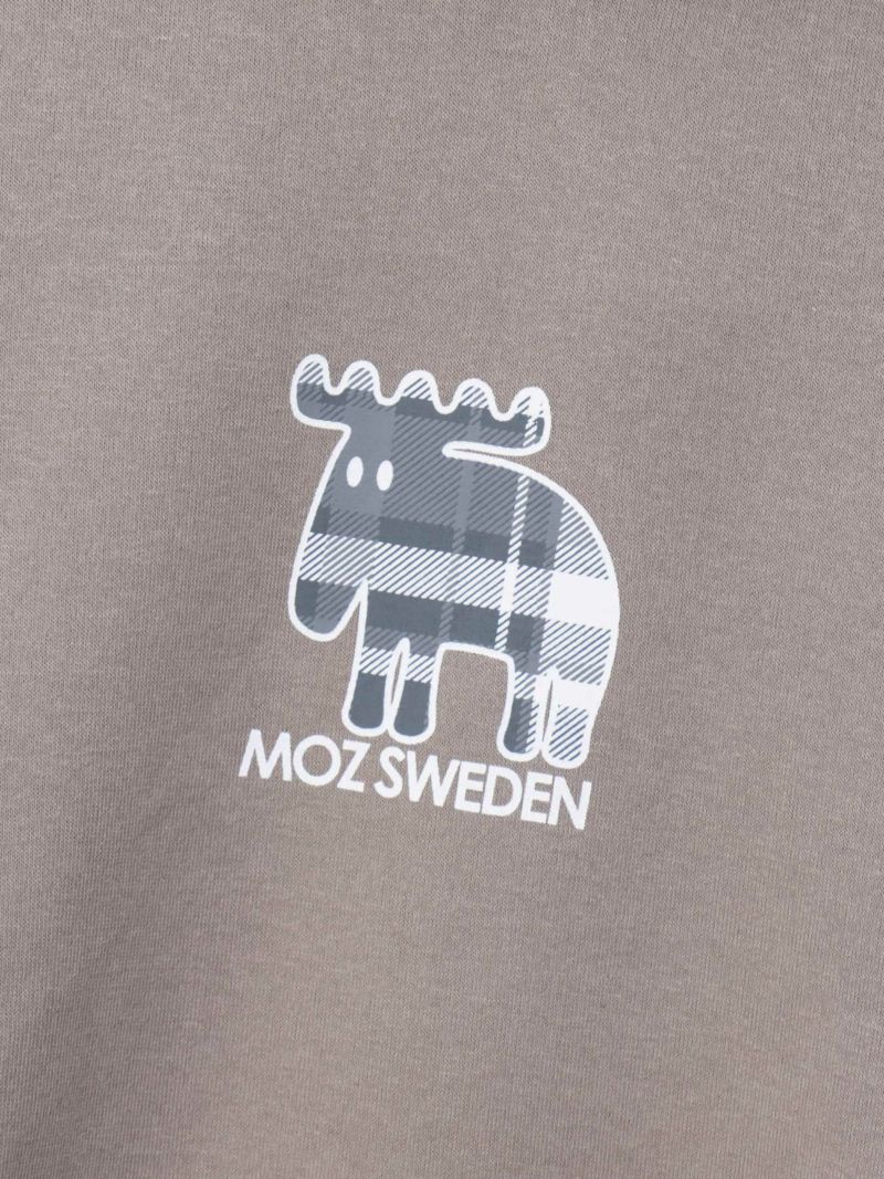 【moz】<br>チェックエルクプリント 裏起毛プルパーカー〔別注〕