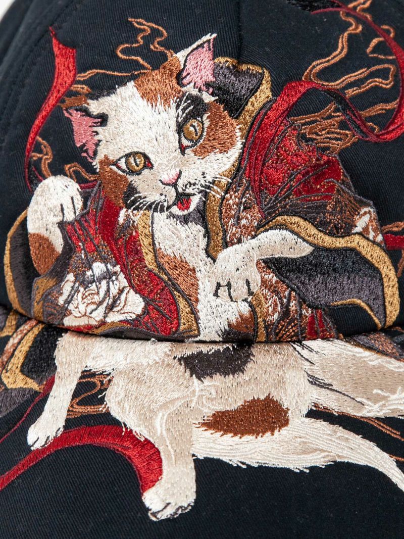 【絡繰魂】“猫又／龍”総刺繍ツイルキャップ