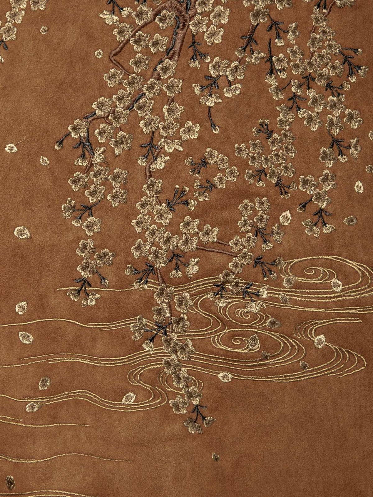 【絡繰魂】“桜流水”総刺繍フェイクスウェードZIPパーカー