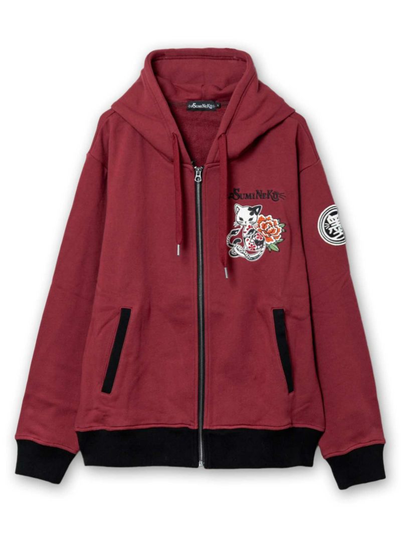 【SUMINEKO】“干支のヘビネコ”総刺繍ZIPパーカー
