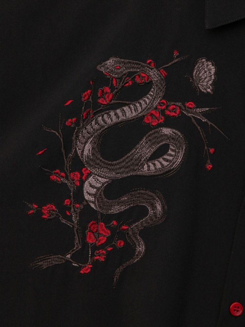 【雅結 -EN-】“梅と蛇”配色切替キモノスリーブ変形シャツ