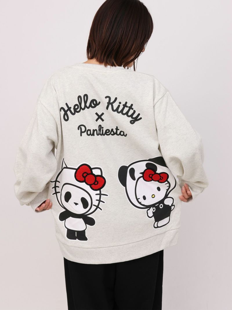 【Hello Kitty×PANDIESTA JAPAN】“なりきりパンダ なりきりキティ”刺繍入りトレーナー