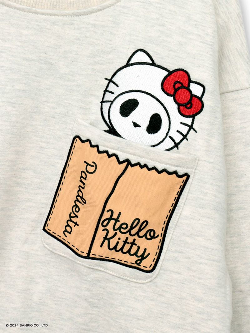 【Hello Kitty×PANDIESTA JAPAN】“なりきりパンダ なりきりキティ”刺繍入りトレーナー