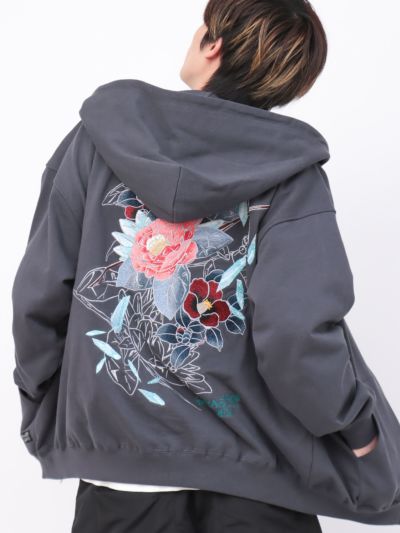 ≪30%OFF≫【DRASTIC GARDEN】<br>“氷結のツバキ”総刺繍ZIPパーカー≪返品・取寄対応不可≫
