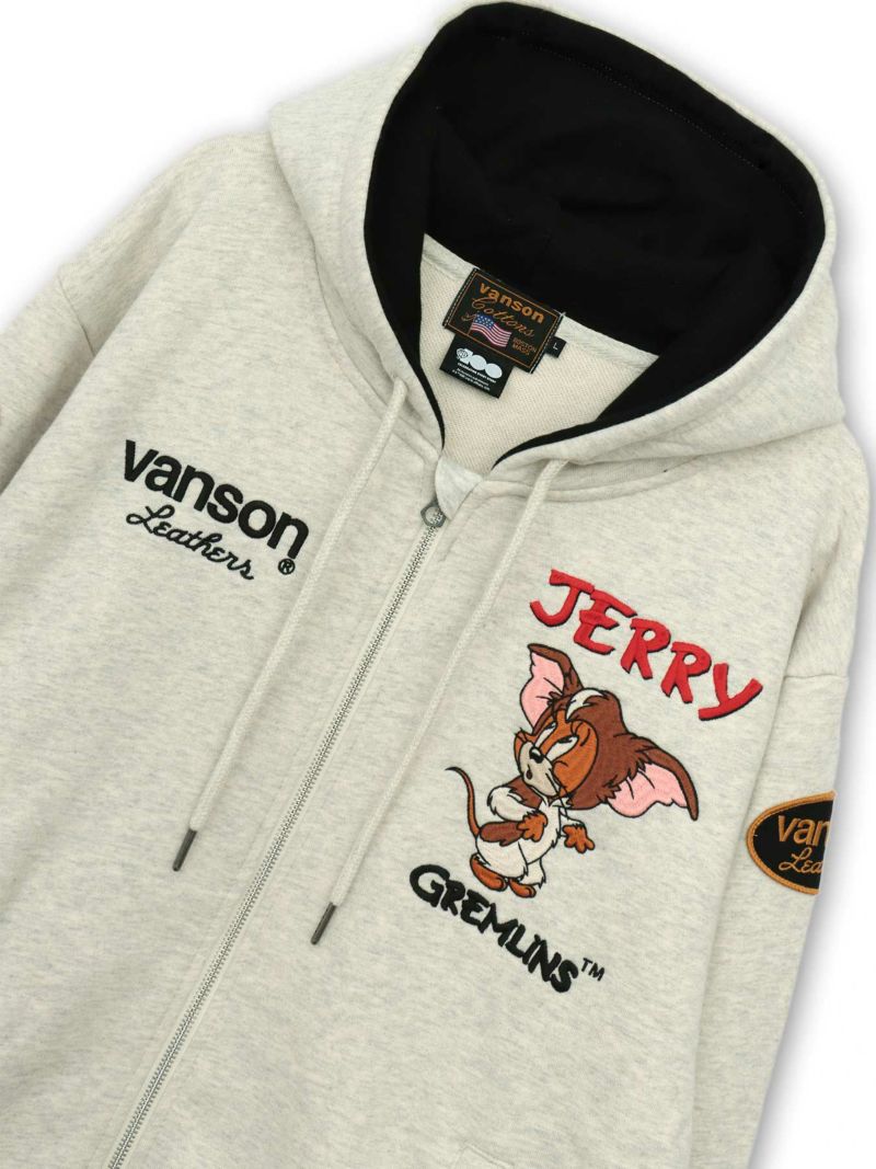 【VANSON×WARNER BROS】“GREMLINS & JERRY”刺繍入りパーカー＜100周年記念モデル＞