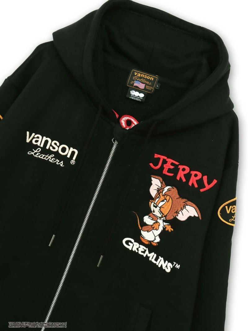 【VANSON×WARNER BROS】“GREMLINS & JERRY”刺繍入りパーカー＜100周年記念モデル＞