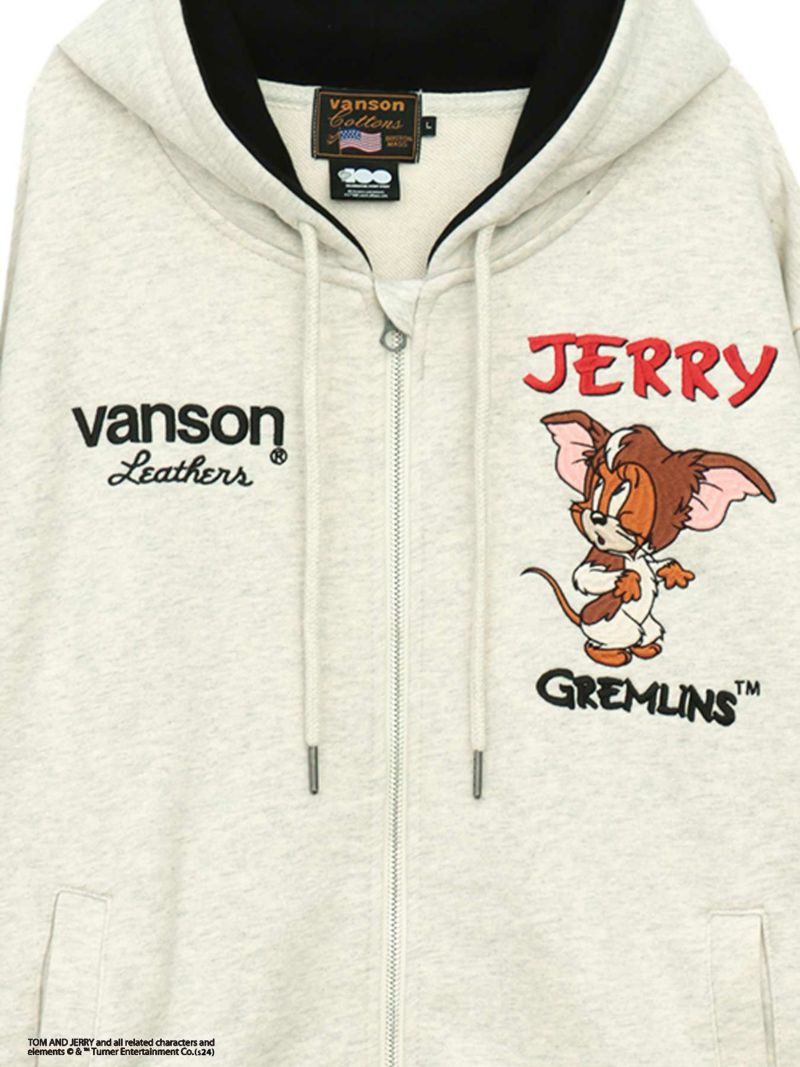 【VANSON×WARNER BROS】“GREMLINS & JERRY”刺繍入りパーカー＜100周年記念モデル＞