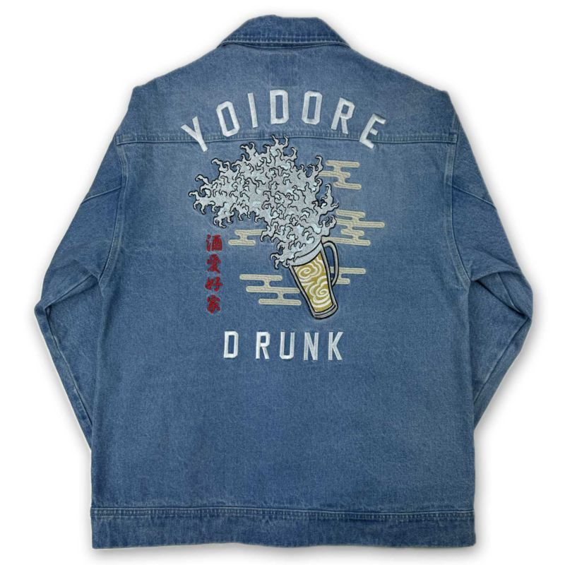 【YOIDORE】“浮世絵ビール”総刺繍デニムジャケット